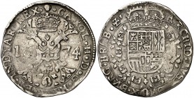 1674/3. Carlos II. Bruselas. 1 patagón. (Vti. tipo 107, falta var) (Vanhoudt 698.BS, falta var) (Van Gelder & Hoc tipo 350-2a, falta var). 26,69 g. Vi...
