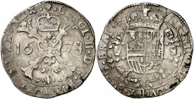 1678. Carlos II. Bruselas. 1 patagón. (Vti. 416) (Vanhoudt 698.BS) (Van Gelder & Hoc 350-2a). 28 g. MBC.