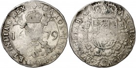 1679. Carlos II. Bruselas. 1 patagón. (Vti. 417) (Vanhoudt 698.BS) (Van Gelder & Hoc 350-2a). 27,77 g. MBC-.