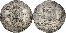 1680. Carlos II. Bruselas. 1 patagón. (Vti. 418) (Vanhoudt 698.BS) (Van Gelder & Hoc 350-2a). 28,13 g. MBC/MBC+.