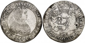 1666. Carlos II. Bruselas. 1 ducatón. (Vti. 501) (Vanhoudt 692.BS) (Van Gelder & Hoc 348-2a). 31,76 g. Buen ejemplar. Escasa así. MBC+.