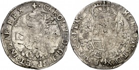1674. Carlos II. Brujas. 1 patagón. (Vti. 436) (Vanhoudt 698.BG) (Van Gelder & Hoc 350-4a). 28,08 g. MBC.
