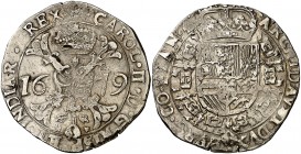 1679. Carlos II. Brujas. 1 patagón. (Vti. 441) (Vanhoudt 698.BG) (Van Gelder & Hoc 350-4a). 28,04 g. MBC.