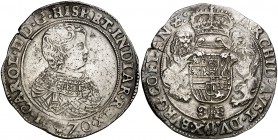 1670. Carlos II. Brujas. 1 ducatón. (Vti. 527) (Vanhoudt 692.BG) (Van Gelder & Hoc 348-4a). 32,56 g. Buen ejemplar. MBC+.