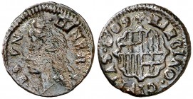 1709. Carlos III, Pretendiente. Barcelona. 1 diner. (Cal. 52) (Cru.C.G. 5007a). 0,81 g. MBC/MBC+.