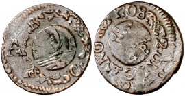1708. Carlos III, Pretendiente. Barcelona. 1 ardit. (Cal. 47) (Cru.C.G. 5006). 1,62 g. MBC+.
