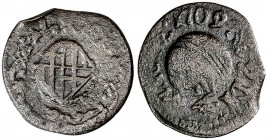 1709. Carlos III, Pretendiente. Barcelona. 1 ardit. (Cal. 48) (Cru.C.G. 5006a). 1,21 g. MBC-.