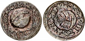 1710. Carlos III, Pretendiente. Barcelona. 1 ardit. (Cal. 49) (Cru.C.G. 5006b). 1,11 g. MBC.
