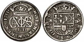 1711. Carlos III, Pretendiente. Barcelona. 2 reales. (Cal. 27). 4,90 g. MBC+/MBC.