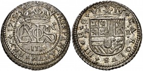 1712. Carlos III, Pretendiente. Barcelona. 2 reales. (Cal. 28). 6,09 g. Bella. Brillo original. Rara así. EBC.