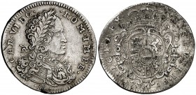 1716. Carlos III, Pretendiente. Nápoles. IM-GB/A. 1 tari. (Vti. falta) (MIR. 324/2) (Pannuti-Riccio 14). 4,30 g. Con el título de rey de España. El re...