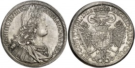 1728. Austria. Carlos III, Pretendiente. Hall. 1 taler. (Dav. 1054) (Kr. 1617). 28,36 g. Bella. EBC.