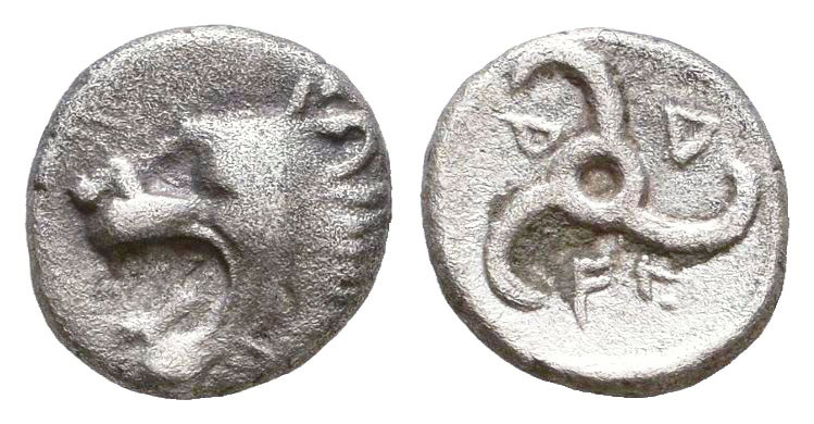 DYNASTS OF LYCIA. Trbbenimi. (Circa 390-375 BC). AR Limyra mint. Obv: Head of ro...