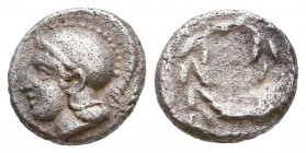 Greek Obol, Ca. 350-300 BC. AR.

Condition: Very Fine

Weight: 1,2 gr
Diameter: 10,9 mm