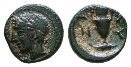 MYSIA. Kyzikos. Ae (Circa 4th century BC).
Obv: Laureate head of Apollo left.
Rev: KY - ZI.
Amphora; below, tunny right.
Nomisma X 2; SNG France 411; ...