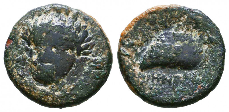 AEOLIS. Gyrneion. Ae (4th century BC).
Obv: Laureate head of Apollo facing sligh...