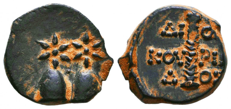 COLCHIS. Dioscurias. Ae (Late 2nd century BC).
Obv: Caps of the Dioscuri surmoun...