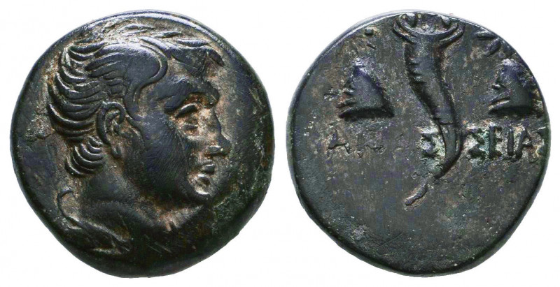 PONTOS. Amaseia. Ae (Circa 120-100 BC).
Obv: Winged and draped bust right.
Rev: ...