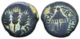 Judaea, Herodian Kingdom. Agrippa I. 37-44 C.E. AE prutah

Condition: Very Fine

Weight: 2,8 gr
Diameter: 16,1 mm