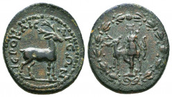 LYDIA, Hierocaesaraea. Pseudo-autonomous issue. 1st-2nd centuries AD. Artemis standing left, holding bow; beside her, stag standing right, head revert...