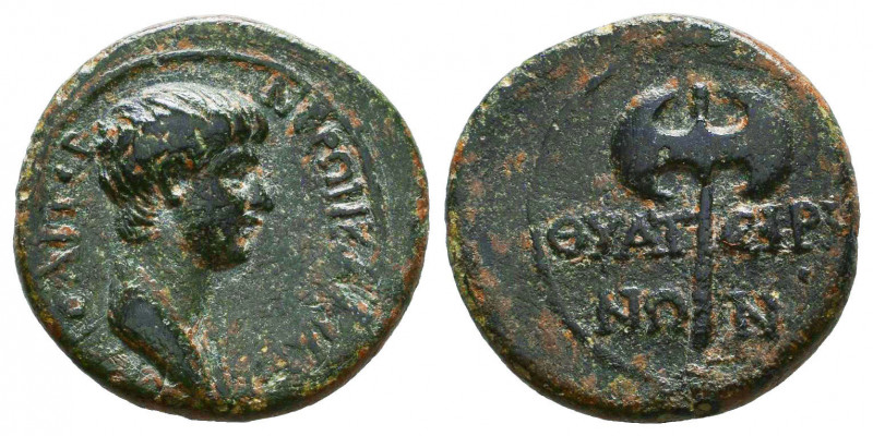 LYDIA. Thyateira. Nero (Caesar, 50-54). Ae.
Obv: NEΡΩN KΛAYΔIOC KAICAP ΓEP.
Dr...