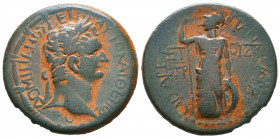 CILICIA, Anazarbus. Domitian. 81-96 AD. Æ. Dated year 113 (94/5 AD). Laureate head right / Athena standing left, holding spear and shield set on groun...