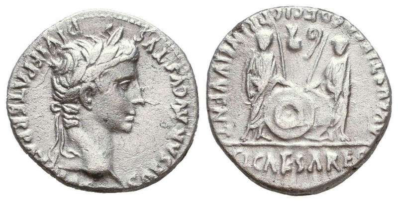 Augustus (27 BC-AD 14). AR denarius. Lugdunum, 2 BC-AD 14. CAESAR AVGVSTVS DIVI ...