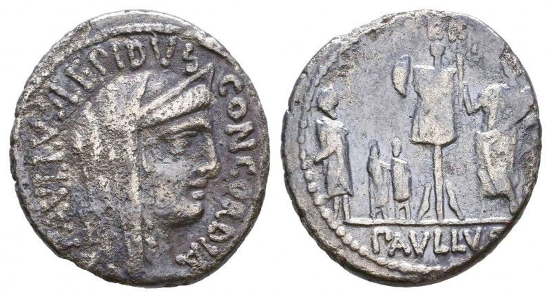 Republican - L Aemilius Lepidus Paullus - Denarius 62 BC. Rome mint. Obv: PAVLLV...