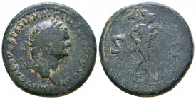 Titus caesar, 69 – 79. Sestertius 72, Æ Laureate head r. Rev. S – C Mars advancing r., holding spear and trophy. C 200. BMC Vespasian 825B. RIC Vespas...