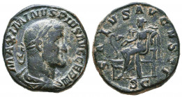 Maximinus I, 235-238. Rome. Ae. Sestertius, 
MAXIMINVS PIVS AVG GERM, laureate, draped, and cuirassed bust right / SALVS AVGVSTI, Salus seated left, r...