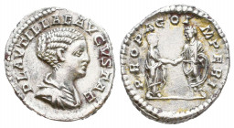 Plautilla AD 202-205. Struck under Septimius Severus and Caracalla. Denarius AR
PLAVTILLAE AVGVSTAE, draped bust of Plautilla to right / PROPAGO IMPER...