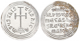 Michael II the Amorian. 820-829. AR Miliaresion. Constantinople mint. Cross potent set on three steps / + MIXA/ HL ЄC ΘЄЧ/PISτOS bA/ SILЄЧS RO/ MAIOn ...