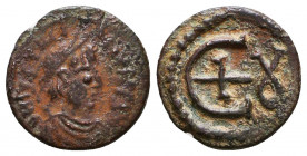 Justinian I. 527-565. AE 

Condition: Very Fine

Weight: 2 gr
Diameter: 15,7 mm