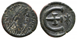 Justinian I. 527-565. AE 

Condition: Very Fine

Weight: 1,5 gr
Diameter: 14,7 mm