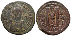 Justinian I. 527-565. AE 

Condition: Very Fine

Weight: 19,7 gr
Diameter: 36 mm