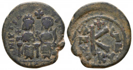 Justin II, with Sophia. 565-578. Æ Half Follis 

Condition: Very Fine

Weight: 6,6 gr
Diameter: 24,6 mm