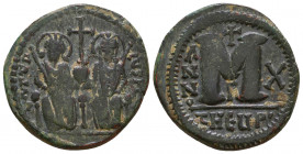 Justin II, with Sophia. 565-578. Æ Follis 

Condition: Very Fine

Weight: 12 gr
Diameter: 28,6 mm