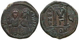 Justin II, with Sophia. 565-578. Æ Follis 

Condition: Very Fine

Weight: 16,1 gr
Diameter: 29,4 mm