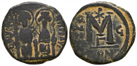 Justin II, with Sophia. 565-578. Æ Follis 

Condition: Very Fine

Weight: 14,1 gr
Diameter: 29,1 mm