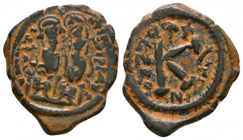 Justin II, with Sophia. 565-578. Æ Half Follis 

Condition: Very Fine

Weight: 7...