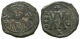 Mauricius Tiberius (582-602 AD). AE 

Condition: Very Fine

Weight: 5,6 gr
Diameter: 23 mm