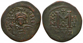 Mauricius Tiberius (582-602 AD). AE 

Condition: Very Fine

Weight: 12,7 gr
Diameter: 31,7 mm