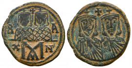 Leo IV the Khazar, with Constantine VI, Leo III, and Constantine V. 775-780. Æ Half Follis. Constantinople mint. Struck 778-780. Crowned figures of Le...