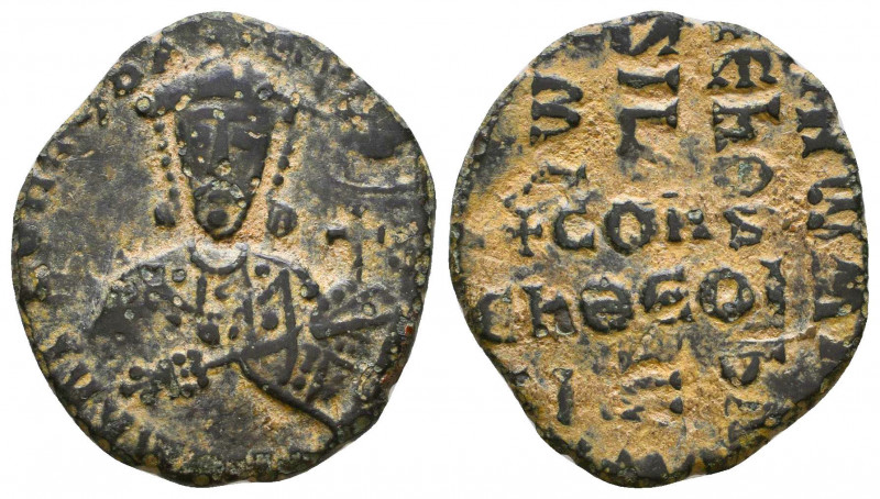 Constantine VII, AE Follis, 24mm, 7.11 gr. 913-959 AD. CONST bASIL ROM, crowned ...