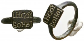 Very Elegant Byzantine Bronze Seal Ring With an inscription on Bezel !
7th.-1th. Century AD.

Condition: Very Fine

Weight: 3,3 gr
Diameter: 22,...