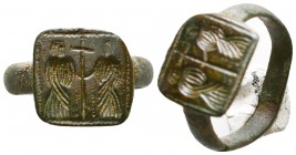 Byzantine Bronze seal Ring Depicting two saint or Governors on Bezel !
7th.-1th. Century AD.
Condition: Very Fine

Weight: 6,1 gr
Diameter: 25,3 ...