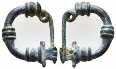 Ancient Roman Bronze fibula . c. 1st-2nd century AD.

Condition: Very Fine

Weight: 7,3 gr
Diameter: 29,3 mm