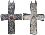 Very Beautiful Byzantine Cross Pendant, Ae Bronze, 7th - 13th century AD.
Condition: Very Fine

Weight: 28,8 gr
Diameter: 77,4 mm