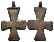 Very Beautiful Byzantine Cross Pendant, Ae Bronze, 7th - 13th century AD.

Condition: Very Fine

Weight: 9,1 gr
Diameter: 40,5 mm