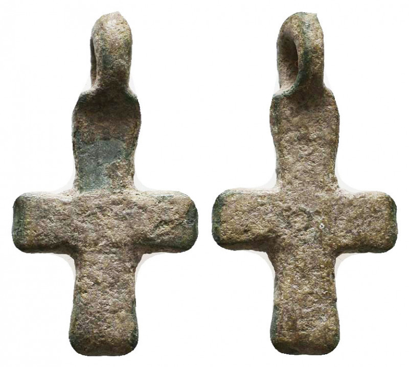 Very Beautiful Byzantine Cross Pendant, Ae Bronze, 7th - 13th century AD.
Condi...